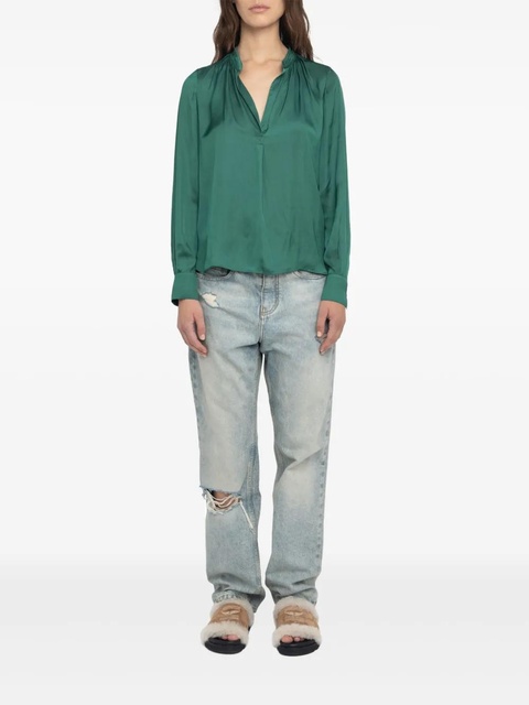 Zadig&Voltaire Tink satin V-neck top - Green - zdjęcie produktu nr 2