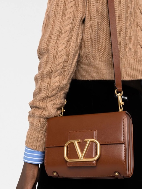Valentino Garavani Stud Sign leather shoulder bag - Brown - zdjęcie produktu nr 2