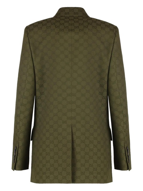 Gucci GG-pattern padded-shoulder blazer - Green - zdjęcie produktu nr 2