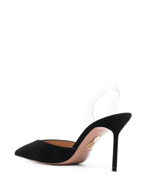 Aquazzura V Plexi 95mm suede pumps - Black - zdjęcie produktu nr 2