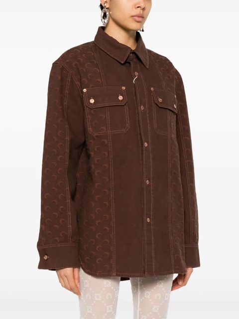 Marine Serre Moon-jacquard shirt - Brown - zdjęcie produktu nr 2