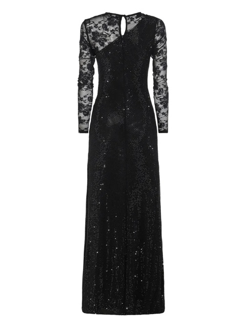 Self-Portrait rhinestone-embellished long-sleeve maxi dress - Black - zdjęcie produktu nr 2