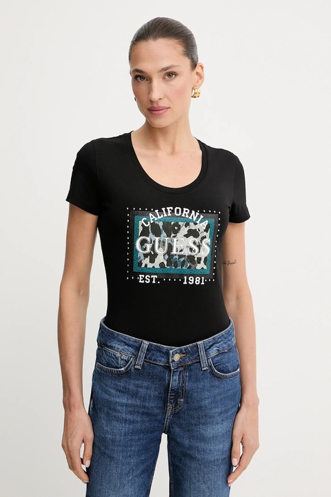 Guess t-shirt ANIMALIER damski kolor czarny W5YI27 J1314 - zdjęcie produktu nr 1