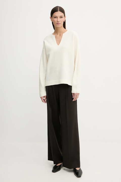 Calvin Klein sweter wełniany damski kolor beżowy LV044E311G - zdjęcie produktu nr 2