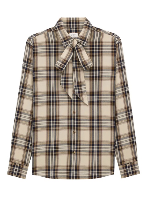 Saint Laurent bow-tie checked shirt - Neutrals - zdjęcie produktu nr 1