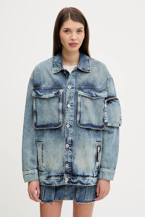 Karl Lagerfeld Jeans kurtka jeansowa kolor niebieski przejściowa oversize A3W14011 - zdjęcie produktu nr 1