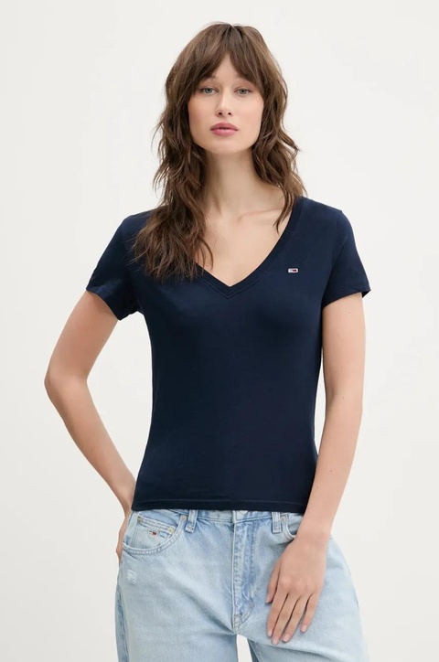 Tommy Jeans t-shirt bawełniany 2-pack damski kolor granatowy DW0DW21367 - zdjęcie produktu nr 1