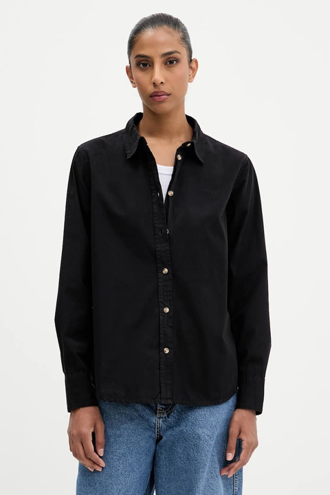 Guess Jeans koszula bawełniana damska kolor czarny regular z kołnierzykiem klasycznym W4YH68 WGCF1 - zdjęcie produktu nr 1