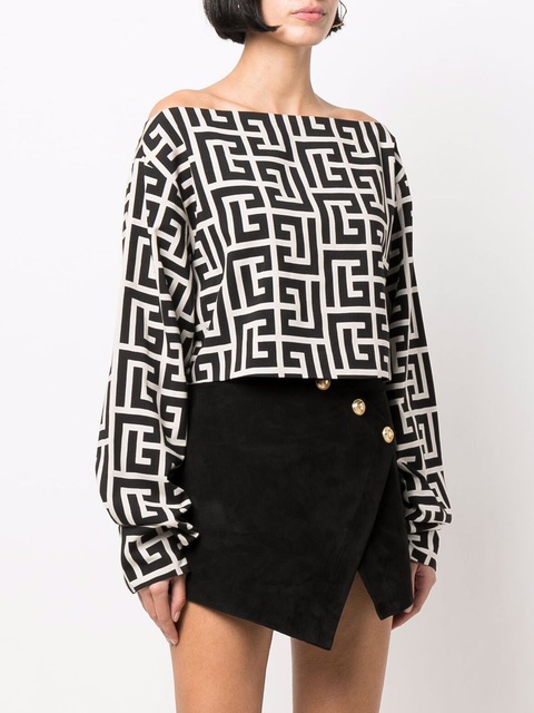 Balmain monogram print blouse - Black - zdjęcie produktu nr 2