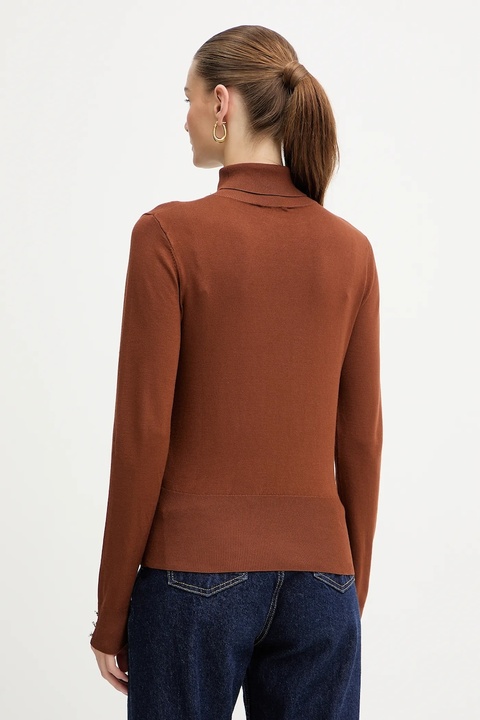 Morgan sweter damski kolor brązowy lekki z golfem MFLORIA - zdjęcie produktu nr 2