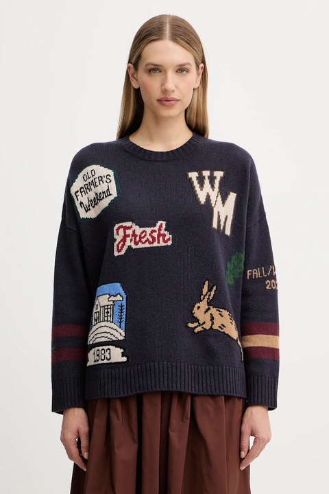 Weekend Max Mara sweter wełniany PAVIDI damski kolor granatowy lekki 2525366262600 - zdjęcie produktu nr 1