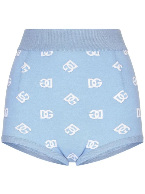 Dolce & Gabbana logo-embroidered mini-shorts - Blue - zdjęcie produktu nr 1