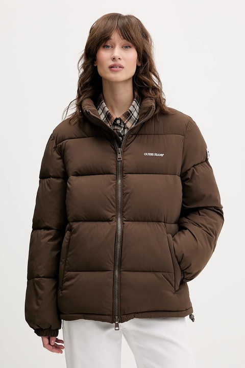 Guess Jeans kurtka damska kolor brązowy W4BL21 WGII2 - zdjęcie produktu nr 1