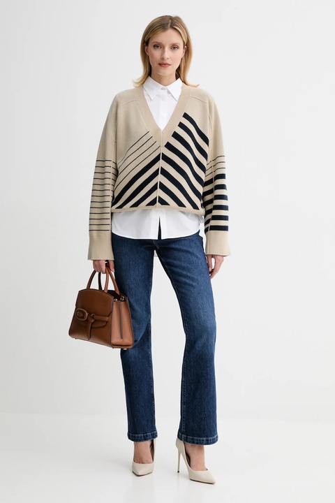 BOSS sweter wełniany damski kolor beżowy lekki 50542884 - zdjęcie produktu nr 2