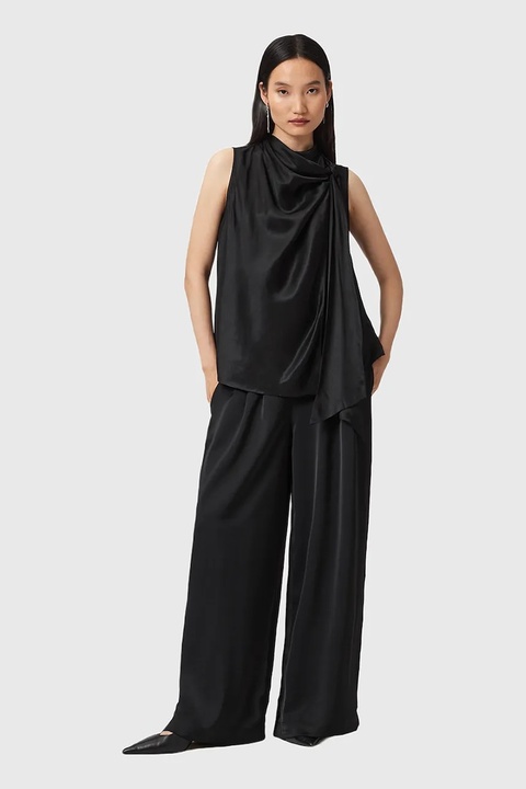AllSaints spodnie LEANNE damskie kolor czarny szerokie medium waist W015TD - zdjęcie produktu nr 1