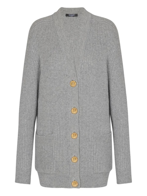 Balmain ribbed buttoned cardigan - Grey - zdjęcie produktu nr 1