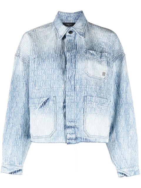 AMIRI logo-jacquard washed denim jacket - Blue - zdjęcie produktu nr 1