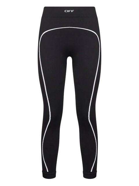 Off-White stripe-detail ribbed leggings - Black - zdjęcie produktu nr 1
