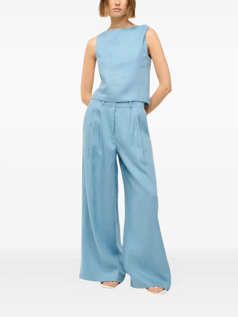 STAUD Boa boat-neck linen tank top - Blue - zdjęcie produktu nr 1