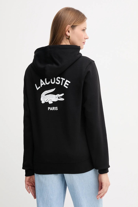 Lacoste bluza bawełniana kolor czarny z kapturem z nadrukiem SH2740 - zdjęcie produktu nr 2