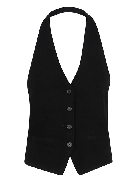 Guest In Residence halterneck buttoned waistcoat - Black - zdjęcie produktu nr 1