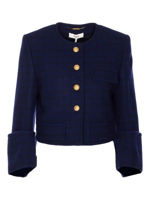 Chloé check-pattern button jacket - Blue - zdjęcie produktu nr 1