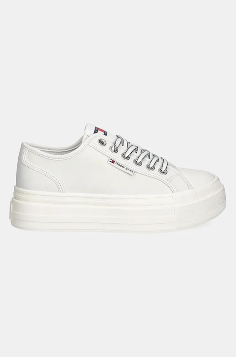 Tommy Jeans tenisówki skórzane TJW FOXING VULC LC LEATHER damskie kolor beżowy EN0EN02714 - zdjęcie produktu nr 2