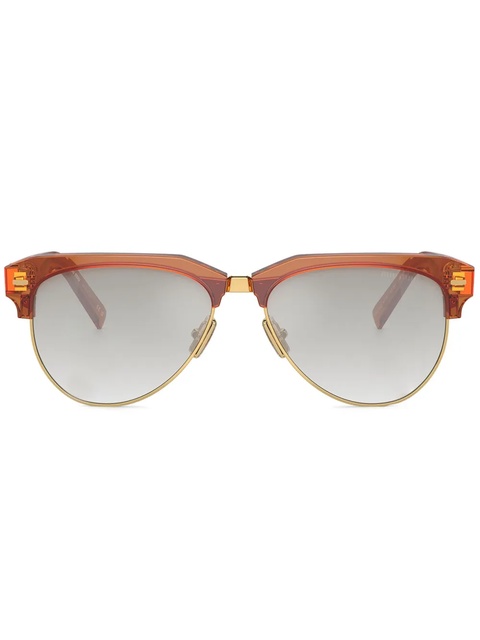 Miu Miu Eyewear logo-lettering sunglasses - Brown - zdjęcie produktu nr 1
