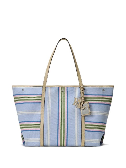 Lauren Ralph Lauren striped-pattern logo-charm tote bag - Blue - zdjęcie produktu nr 1