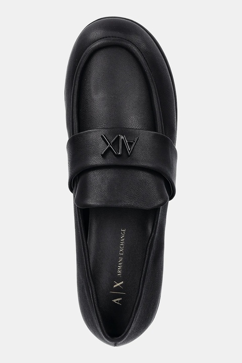 Armani Exchange mokasyny damskie kolor czarny na płaskim obcasie XW001635 AF13876 UC001 - zdjęcie produktu nr 2