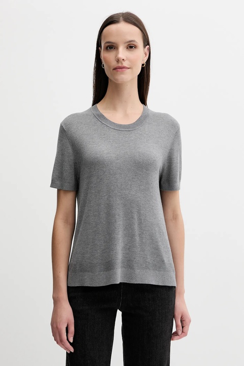 United Colors of Benetton t-shirt z jedwabiem damskie kolor szary 1ZRED10BK - zdjęcie produktu nr 1