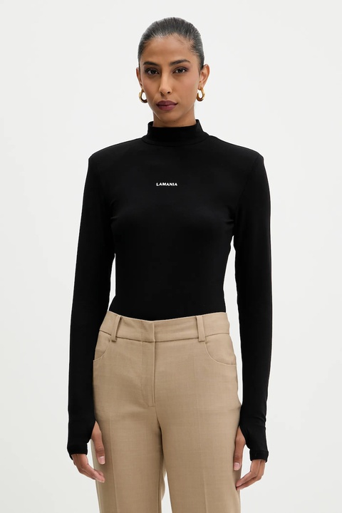 La Mania longsleeve kolor czarny z półgolfem SLEEK - zdjęcie produktu nr 1