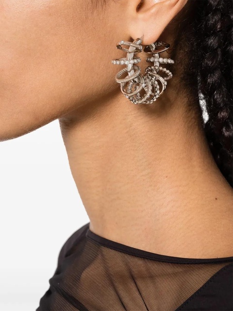 Amina Muaddi Multi Ring hoop earrings - Silver - zdjęcie produktu nr 2