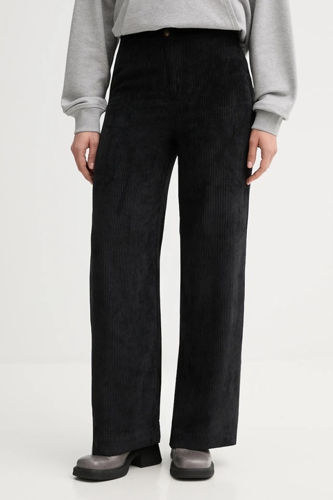 United Colors of Benetton spodnie sztruksowe damskie kolor czarny proste high waist 4Q5GDF0AI - zdjęcie produktu nr 1