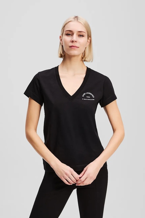 Karl Lagerfeld t-shirt bawełniany damski kolor czarny A3W17104 - zdjęcie produktu nr 1