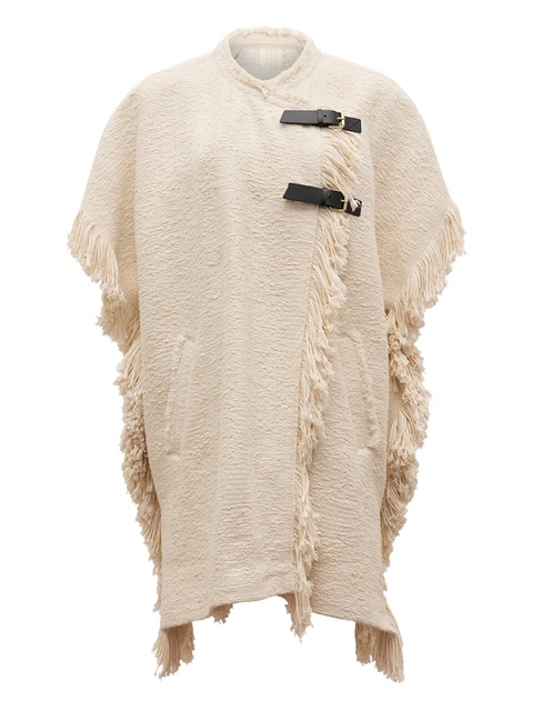 ISABEL MARANT fringed buckled poncho - Neutrals - zdjęcie produktu nr 1