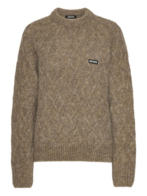 ROTATE BIRGER CHRISTENSEN cable-knit crew-neck sweater - Brown - zdjęcie produktu nr 1
