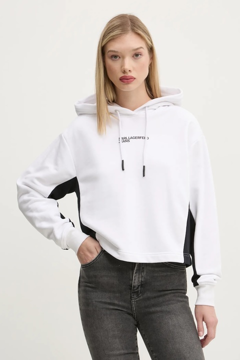 Karl Lagerfeld Jeans bluza damska kolor biały z kapturem z nadrukiem A1W20017 - zdjęcie produktu nr 1
