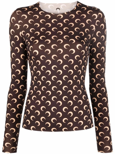 Marine Serre Second Skin moon-print top - Brown - zdjęcie produktu nr 1