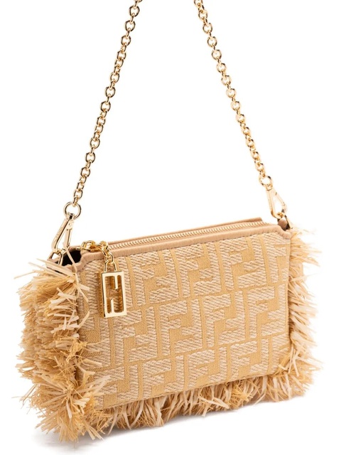 FENDI Baguette fringe-detail clutch bag - Neutrals - zdjęcie produktu nr 2