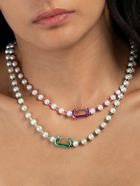 EÉRA 18K white gold Vita pearl necklace - Green - zdjęcie produktu nr 2
