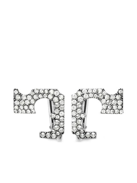 Tory Burch pavé logo clip-on earring - Silver - zdjęcie produktu nr 1