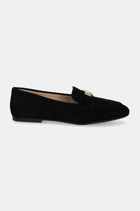 Lauren Ralph Lauren mokasyny zamszowe Averi III damskie kolor czarny na płaskim obcasie 802946809005 - zdjęcie produktu nr 2