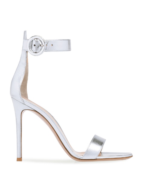 GIANVITO ROSSI - Srebrne sandały na szpilce Portofino - zdjęcie produktu nr 2