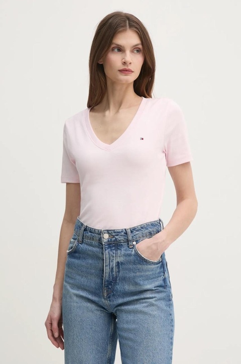 Tommy Hilfiger t-shirt bawełniany damski kolor różowy WW0WW40584 - zdjęcie produktu nr 2