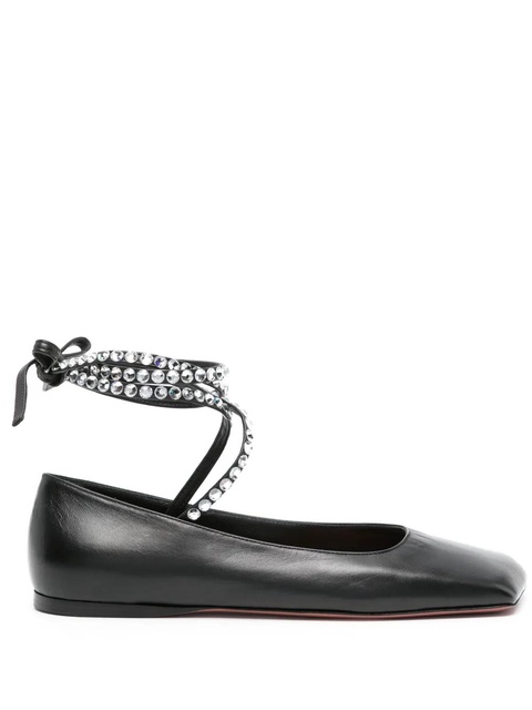 Amina Muaddi Ane square-toe leather ballerinas - Black - zdjęcie produktu nr 1
