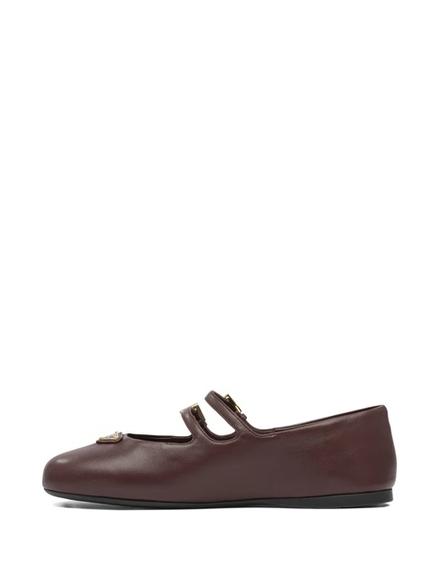 Prada double-buckle leather ballet flats - Brown - zdjęcie produktu nr 2