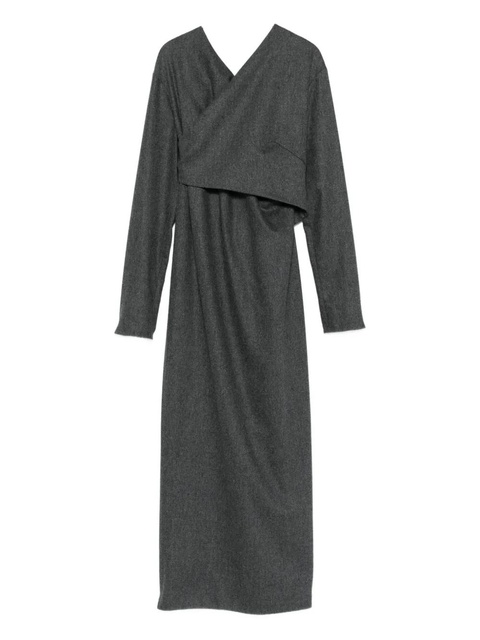KHAITE cross-neck wrap dress - Grey - zdjęcie produktu nr 1