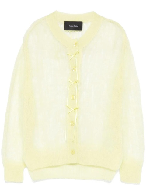 Simone Rocha bow-detail cropped cardigan - Green - zdjęcie produktu nr 1