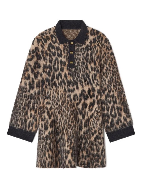 GANNI leopard-print button mini dress - Neutrals - zdjęcie produktu nr 1